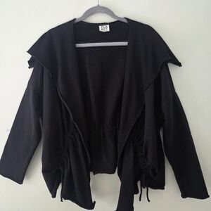 Planet by Lauren G Black French Terry Cotton Drawstrig Jacket One Size (Box3)